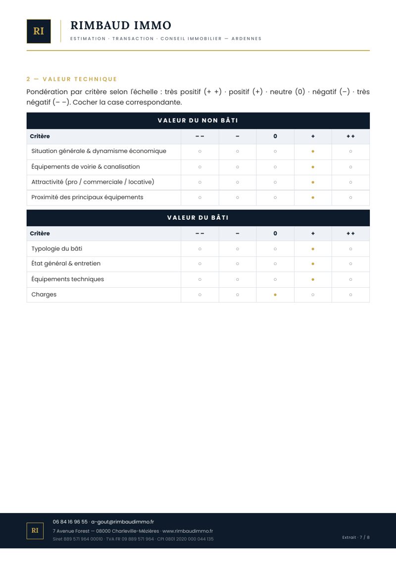 Page Évaluation, suite : capitalisation du revenu, fourchette 1,7 à 1,9 million